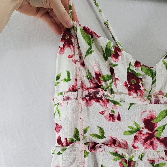 US 8 Petal & Pup Fyrsil Dress White Floral Rayon Linen Midi Length Sleeveless - Picture 3 of 13